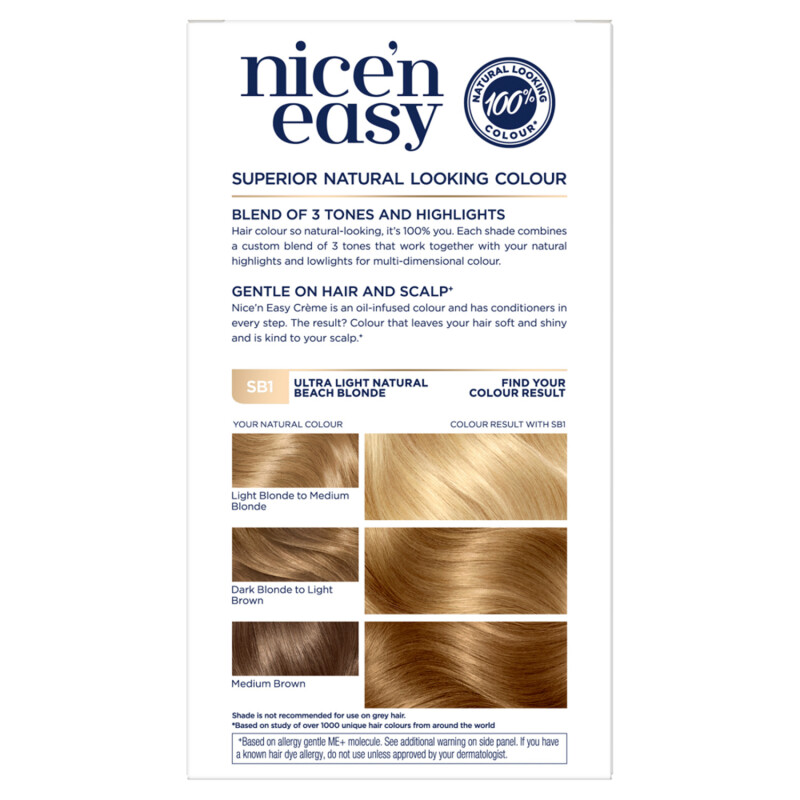 Clairol Nicen Easy Hair Dye, SB1 Ultra Light Natural Beach Blonde