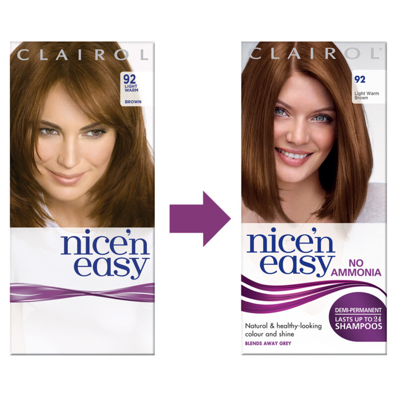 Clairol Nicen Easy No Ammonia Hair Dye 92 Light Warm Brown