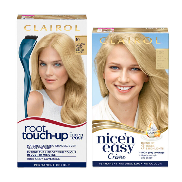 Clairol Root Touch-Up 10 Extra Light Blonde + Nicen Easy 10C Extra Light Cool Blonde