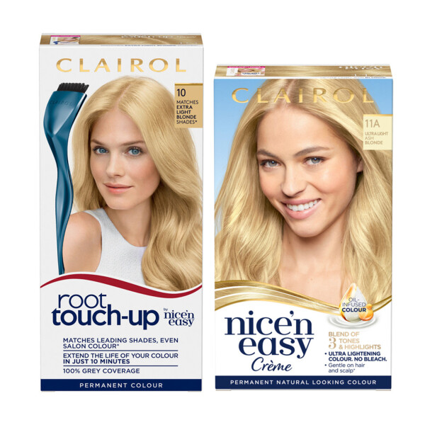 Clairol Root Touch-Up 10 Extra Light Blonde + Nicen Easy 11A Ultra Light Ash Blonde