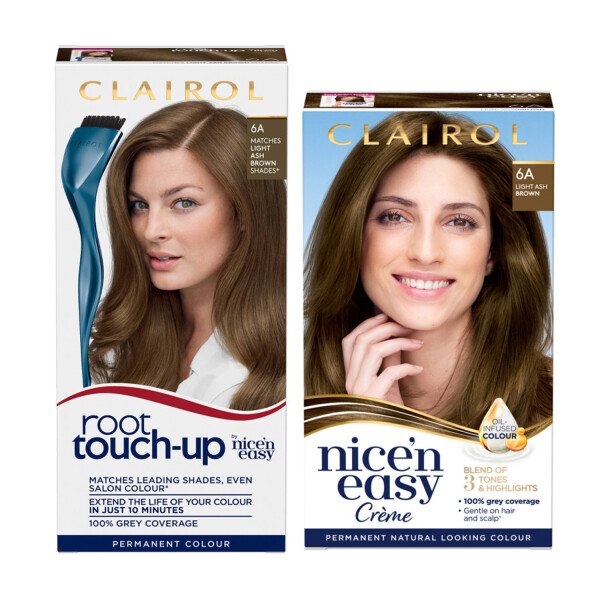 Clairol Root Touch-Up 6A Light Ash Brown + Nicen Easy Creme 6A Light Ash Brown Hair Dye