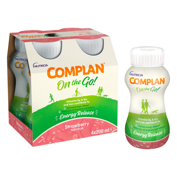 Complan On The Go Energy Release Drink Strawberry Flavour 4x200ml