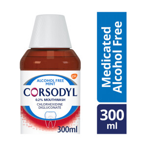 Corsodyl Gum Problem Treatment Mouthwash Chlorhexidine Digluconate 0.2% Alcohol Free Mint 300ml