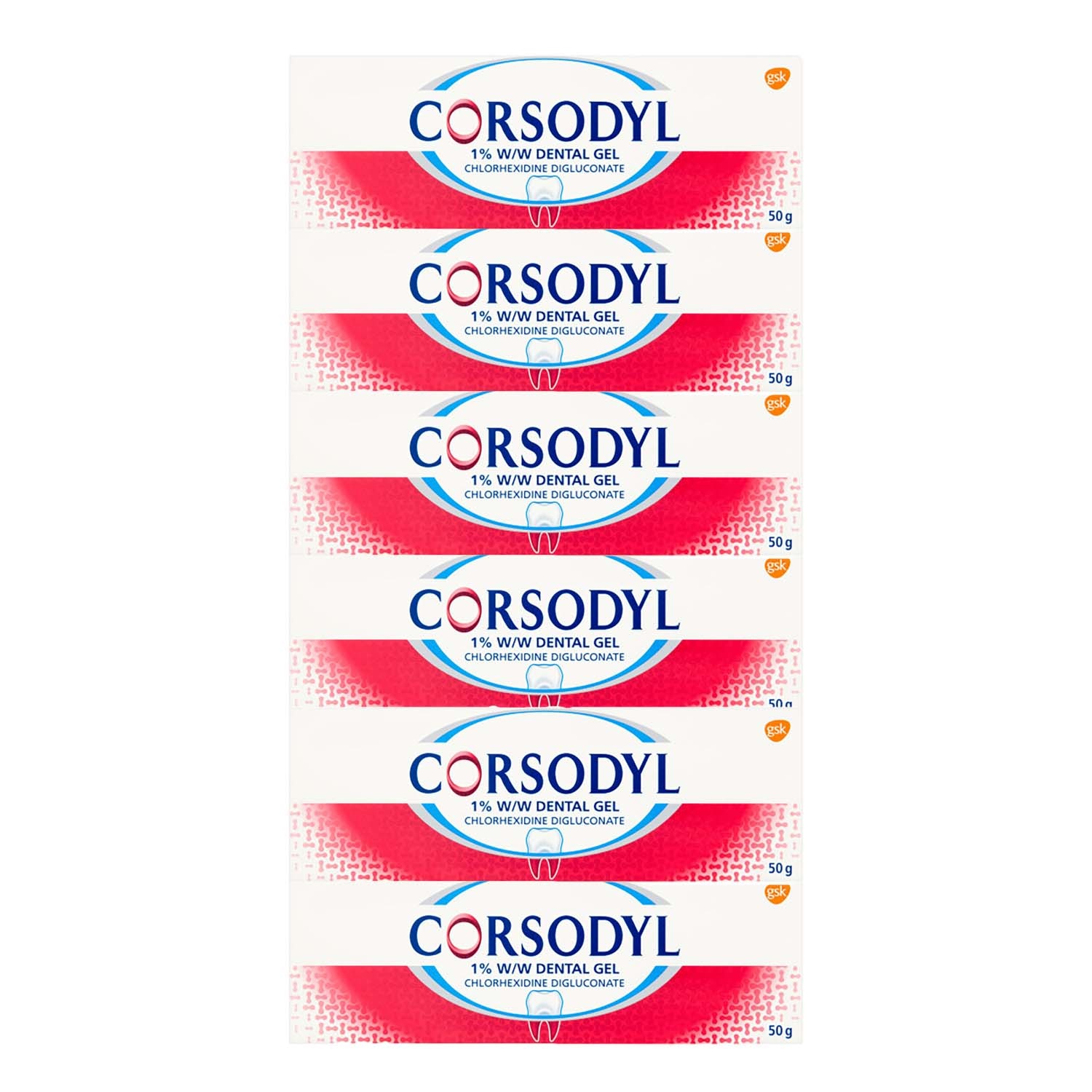 Corsodyl (Chlorhexidine) Dental Gel 50g x 6