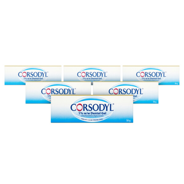 Corsodyl 1% W/W Gum Problem Treatment Dental Gel 6 Pack
