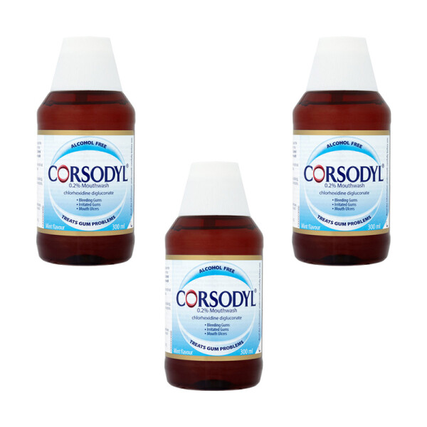 Corsodyl 0.2% Gum Problem Alcohol Free Mint Mouthwash Triple Pack