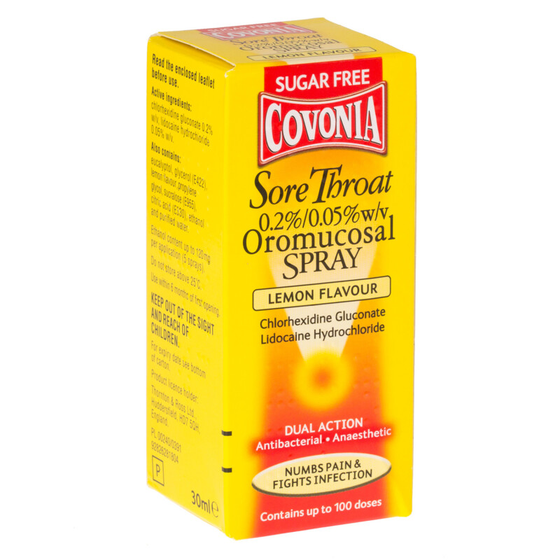 Covonia Sore Throat Oromucosal Spray Lemon Flavour 