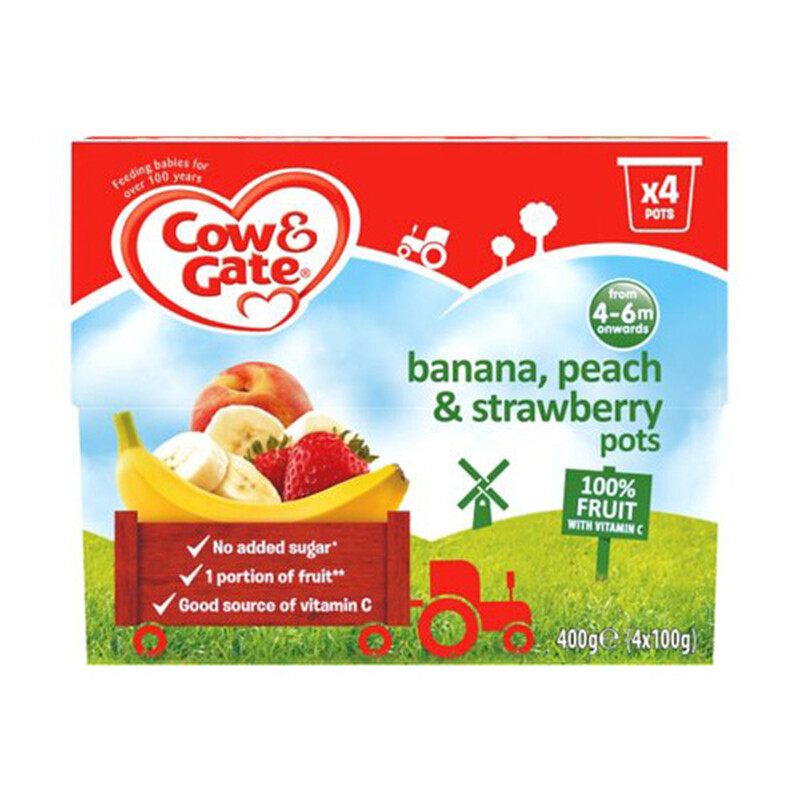 Cow & Gate 4-6months 100% Fruit Apple & Banana Fruit Cups