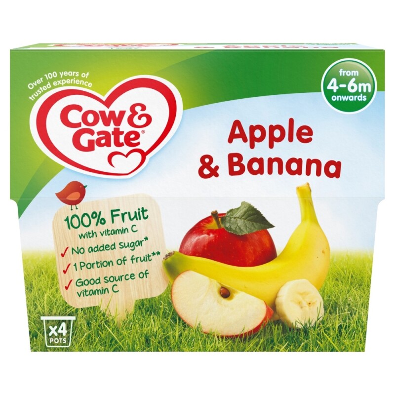 Cow & Gate Apple & Banana Fruit Puree Pots