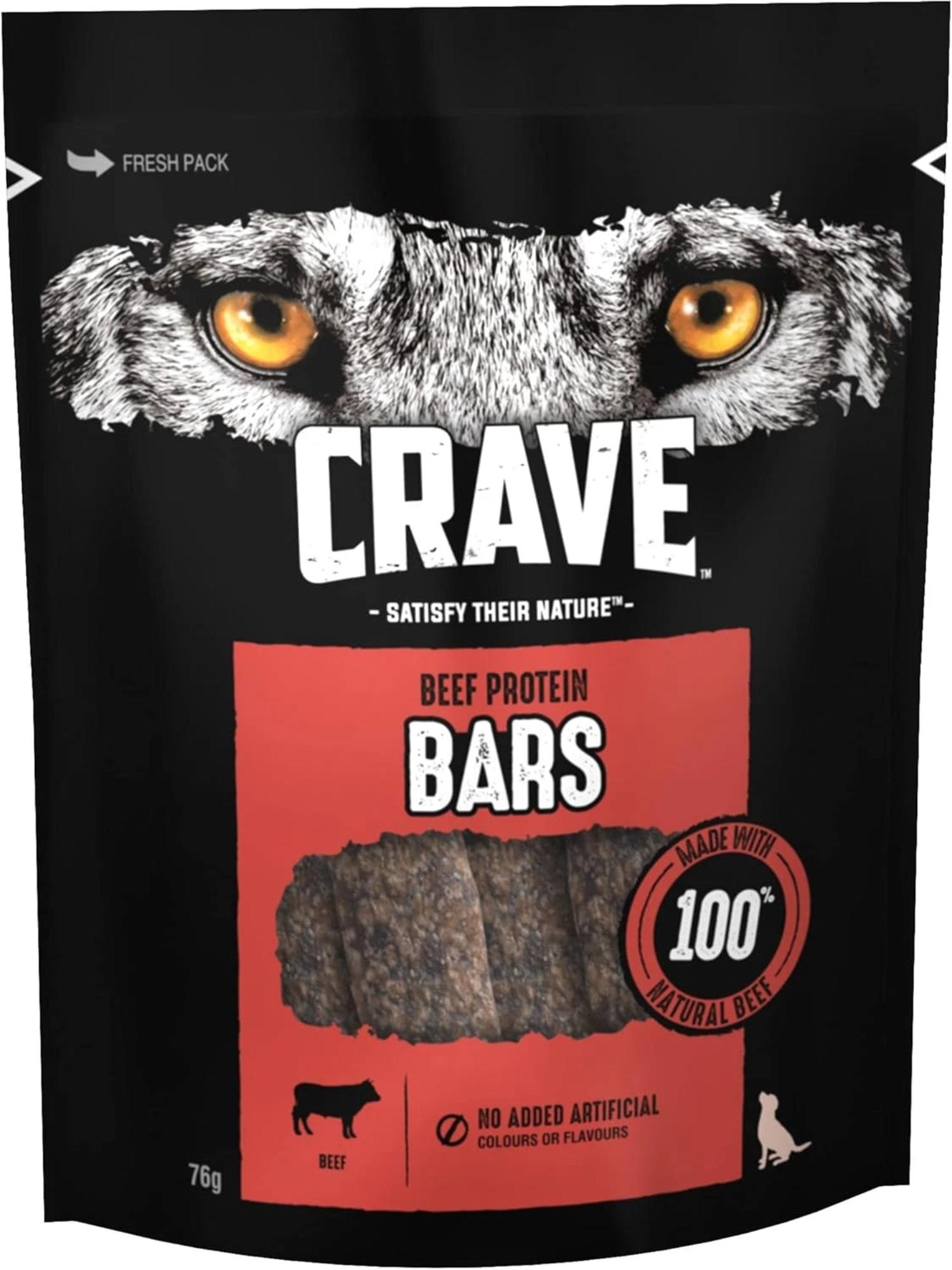 Crave Natural Grain Free Protein Bar Grain Adult Dog Treat Beef 76g