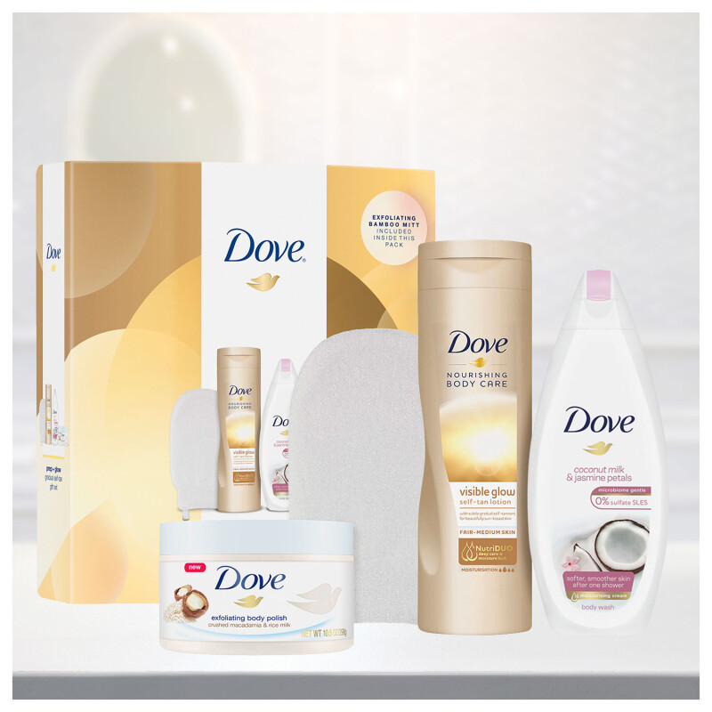 Dove Glow And Gradual Tan Gift Collection Set & Body Mitt