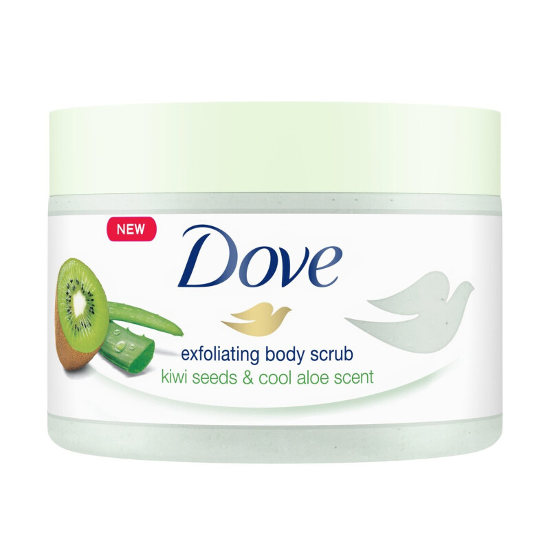 Dove Shower Body Scrub Jar Kiwi Seeds and Cool Aloe 