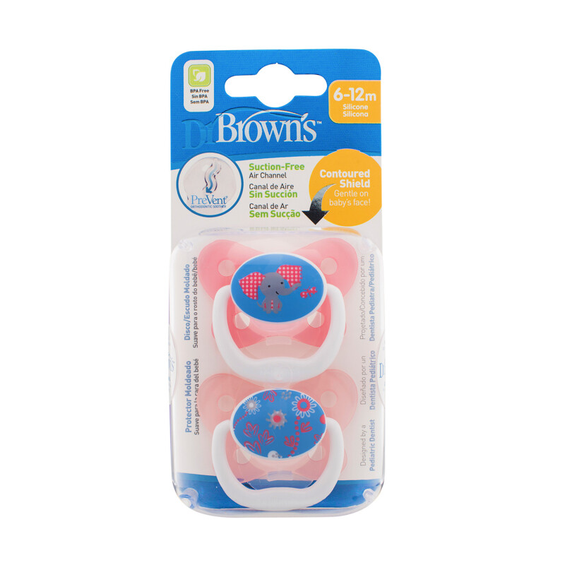 Dr Browns Prevent Soother 6-12 Month Pink