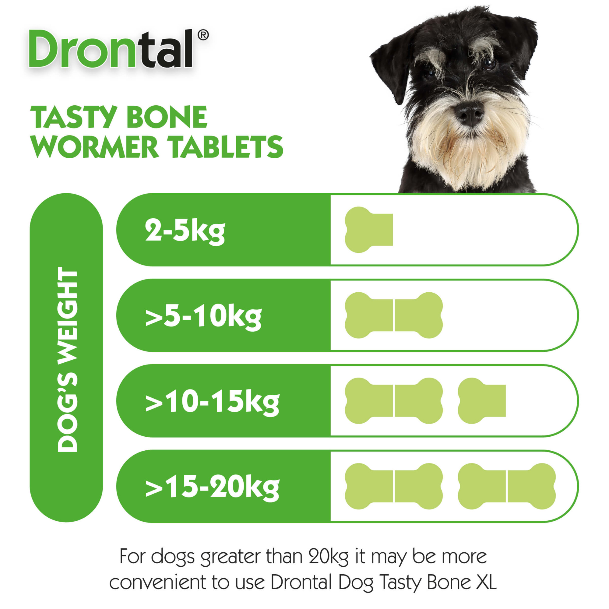 Drontal Tasty Bone Wormer Tablets for Dogs (2 to 20kg) 