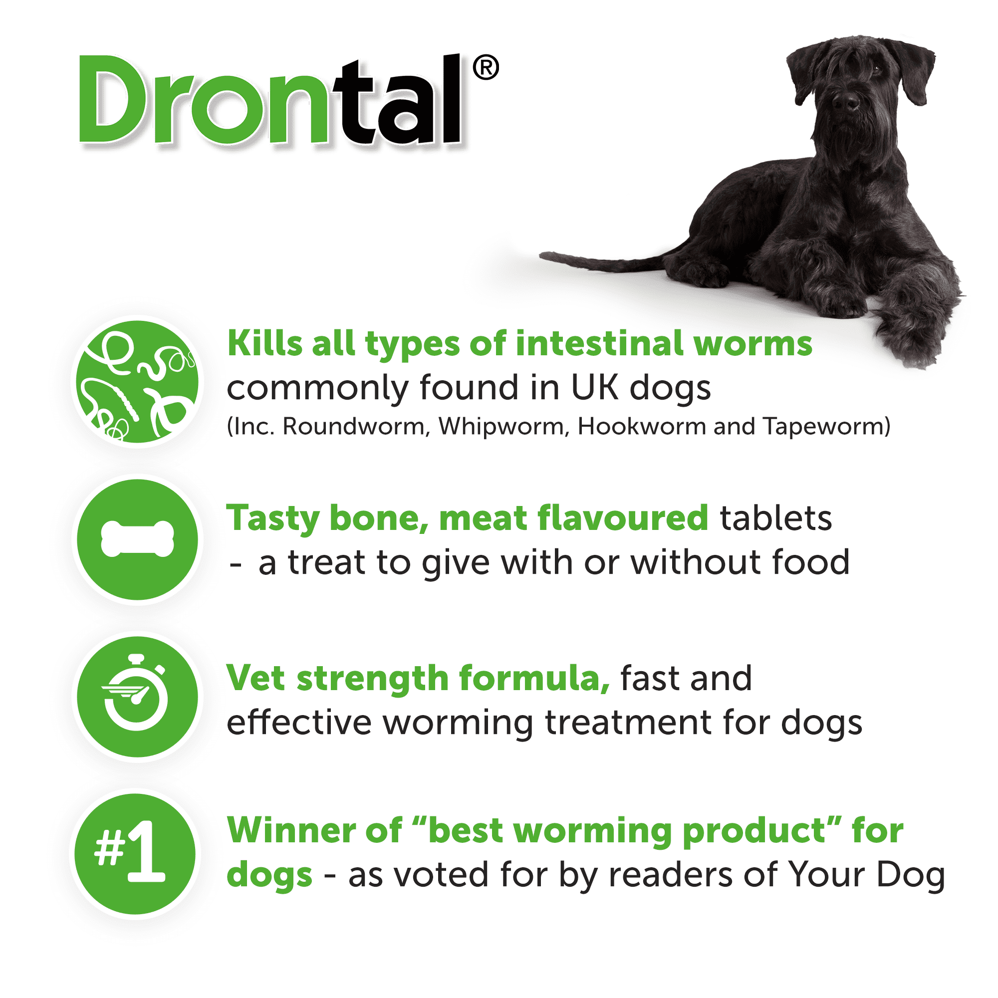 Drontal Tasty Bone Wormer Tablets for Dogs (2 to 20kg) 