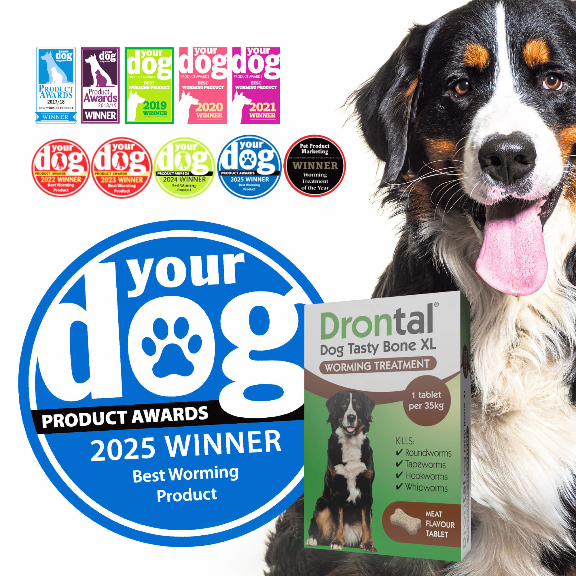 Drontal Tasty Bone XL Wormer Tablets for Dogs (Over 20kg) 