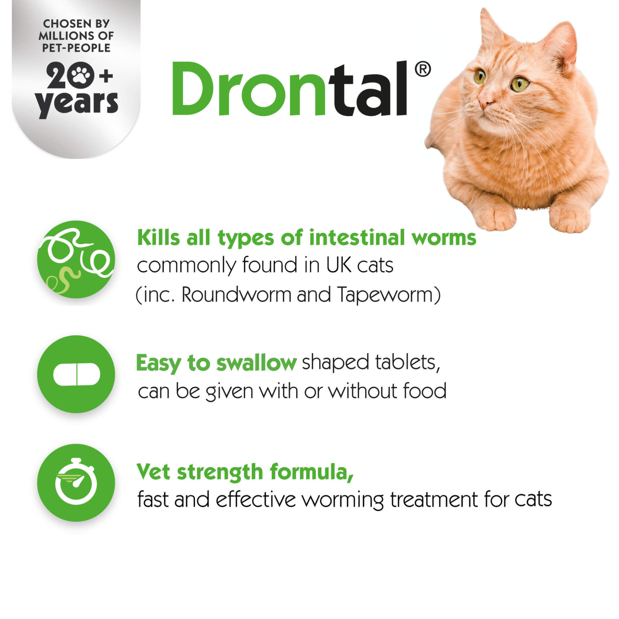 Drontal Wormer Tablets for Small & Medium Cats 