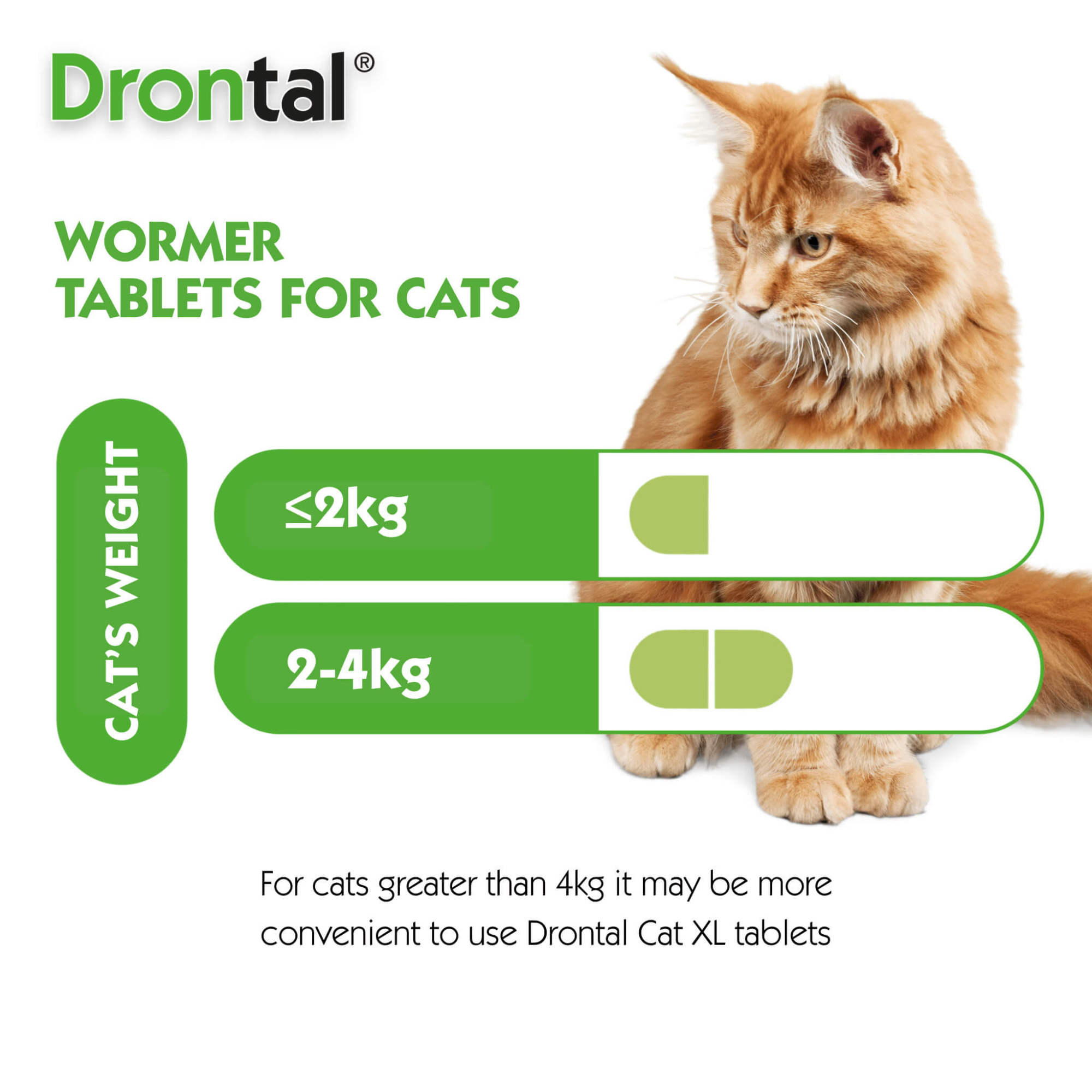 Drontal Wormer Tablets for Small & Medium Cats 