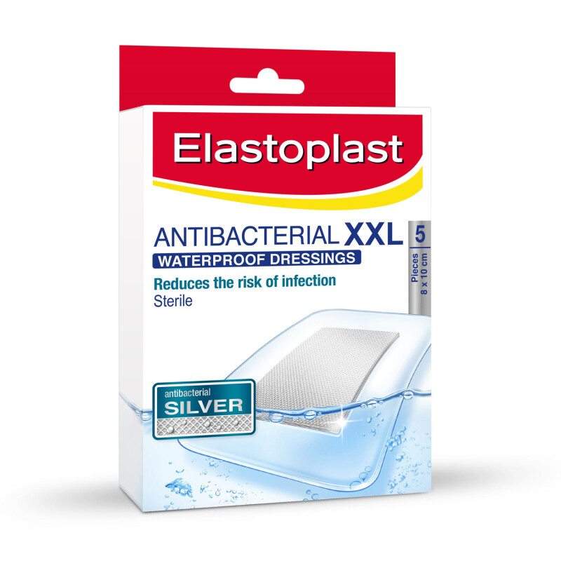 Elastoplast Plaster Antibacterial Waterproof XXL Dressing 5 Plasters Elastoplast Plaster Antibacterial Waterproof XXL Dressing 5 Plasters