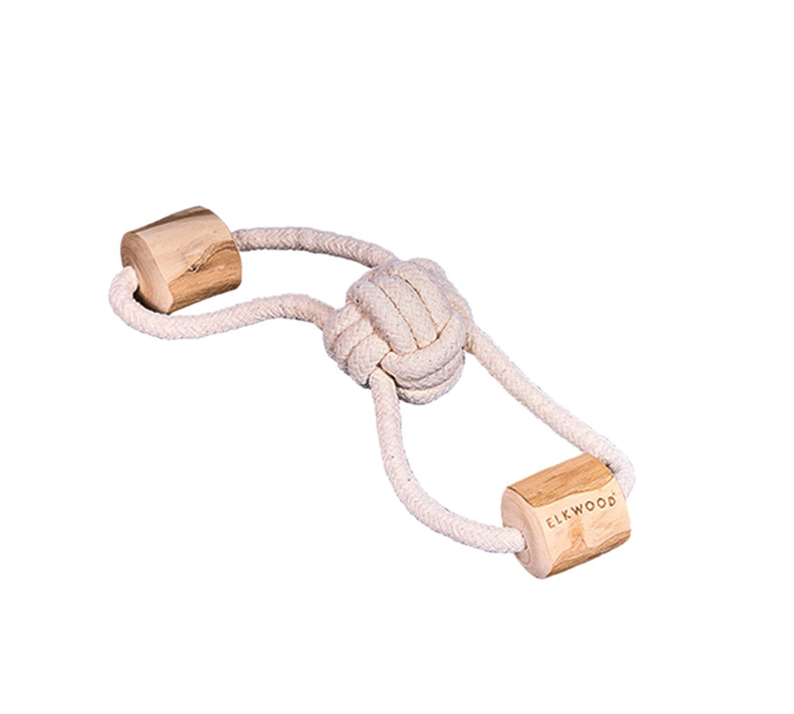 Elkwood Coffee Wood Knot Dumbell Dog Toy