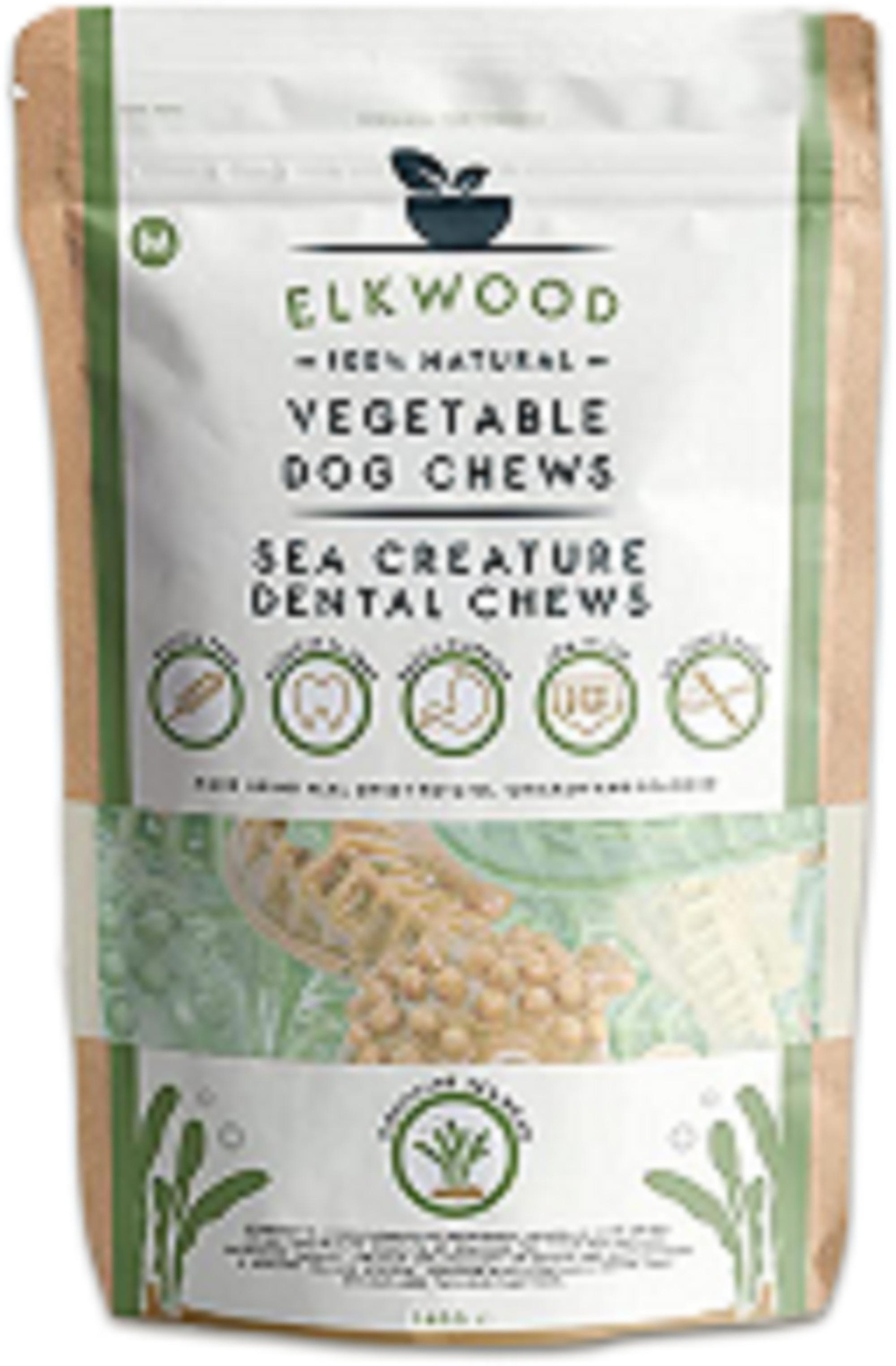 Elkwood Dental Dog Chews Vegetable Sea Creatures +- Seaweed Medium 6pc 160g