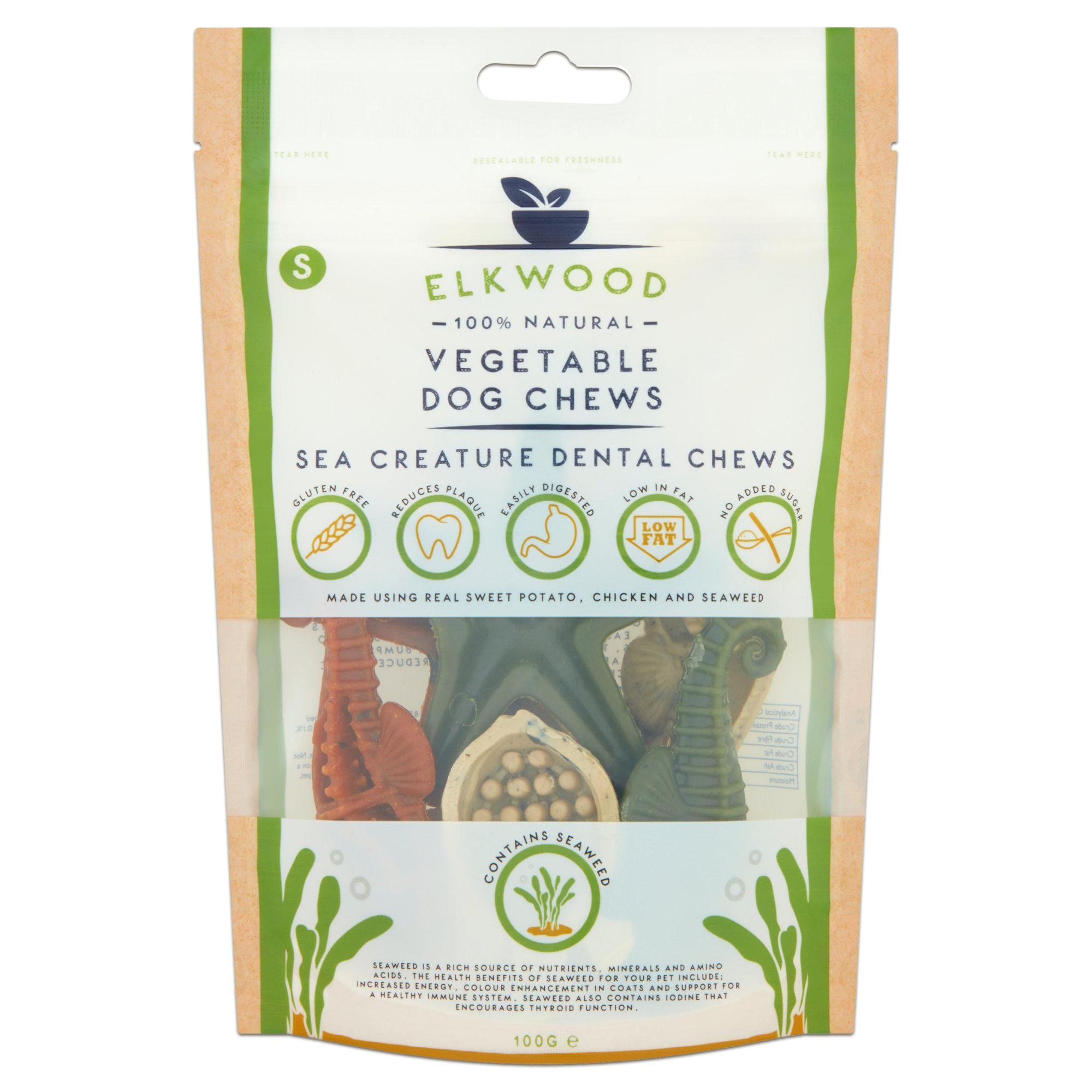 Elkwood Dental Dog ChewsVegetable Sea Creatures -  Seaweed Small 7pc 100g