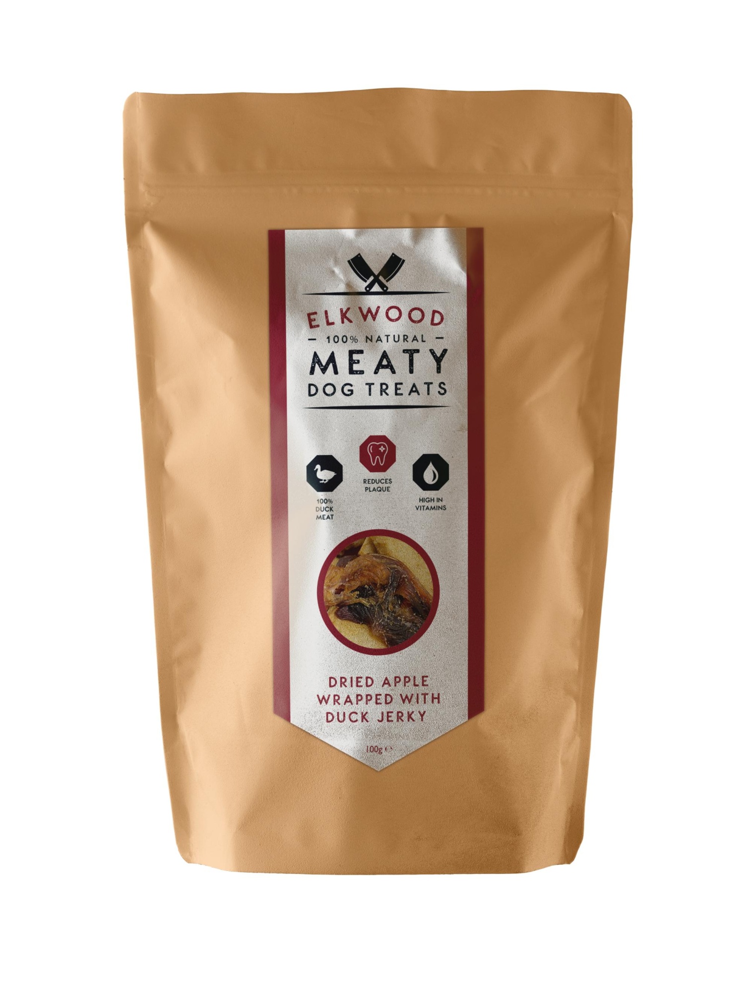Elkwood Natural Dried Apple Chunks Wrapped With Duck Jerky Dog Treats