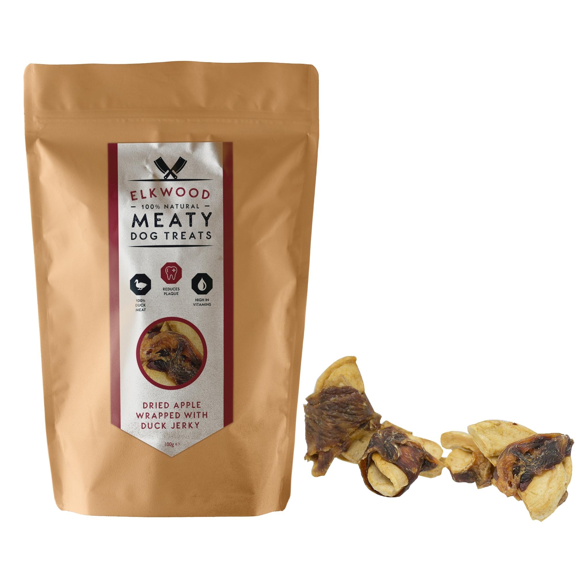 Elkwood Natural Dried Apple Chunks Wrapped With Duck Jerky Dog Treats