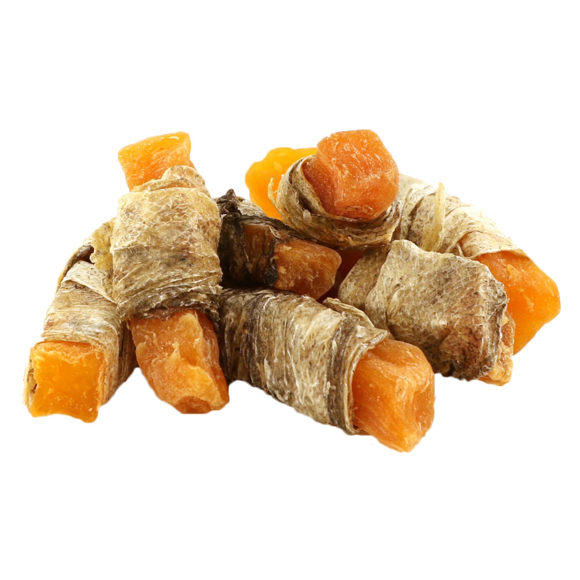 Elkwood Natural Sweet Potato Strips Wrapped With Fish Skin Dog Treats