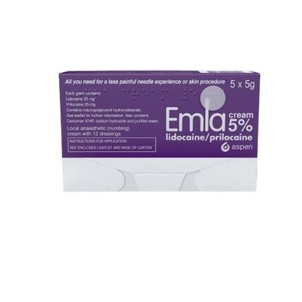 Emla Cream 5x5g Tubes with 12 Dressings