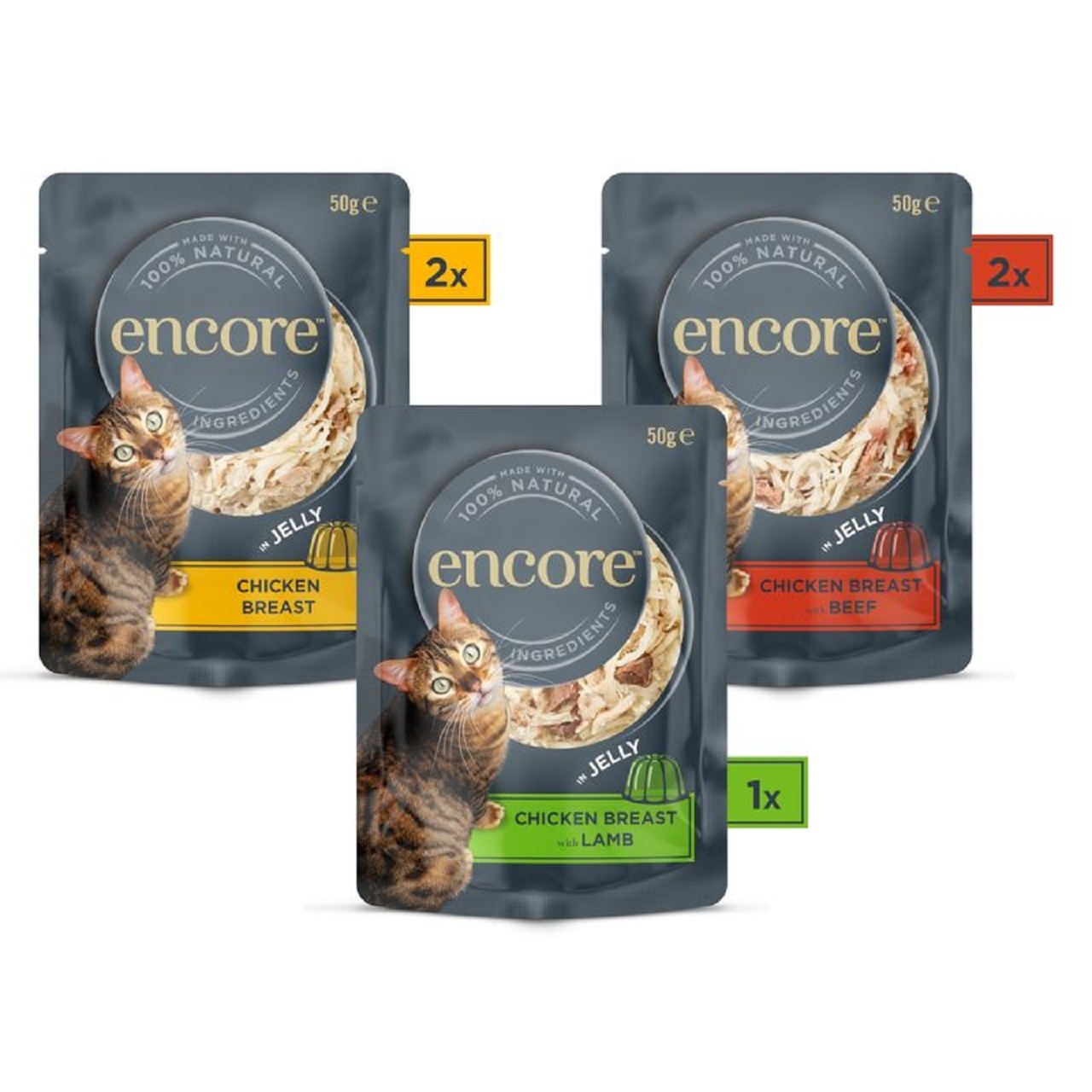 Encore Adult Cat Wet Food  Pouch Chicken Selection in Jelly 5x50g