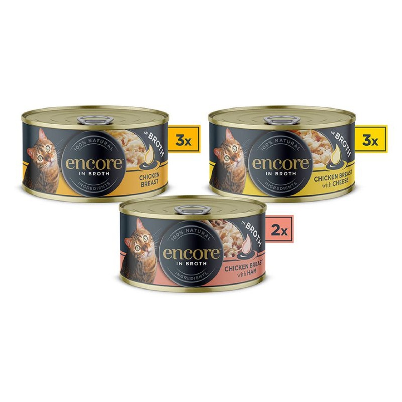 Encore Adult Wet Cat Food, Tin Chicken Selection in Broth 8 x 70g
