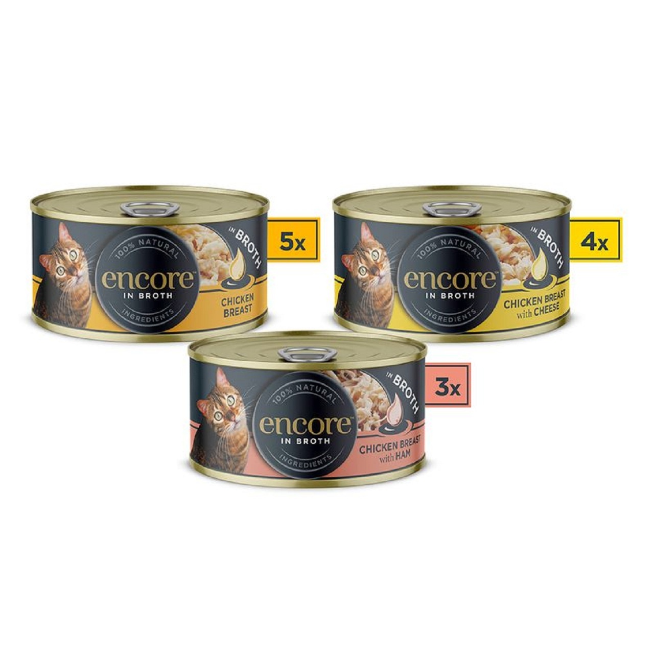 Encore Adult Wet Cat Food Tin Chicken Selection in Broth 12x70g