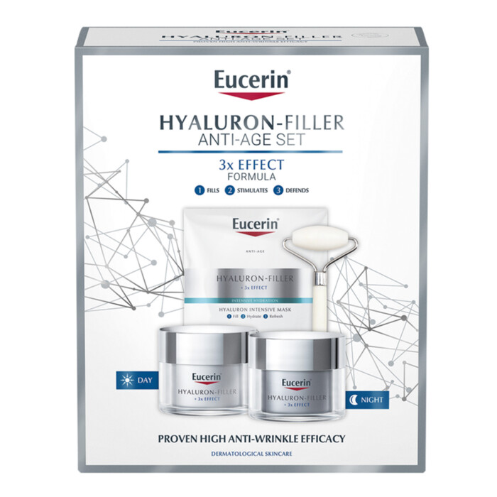 Image of Eucerin Hyaluron-Filler Anti-Ageing Face Cream 3 Step Regime Gift Set with Hyaluronic Acid