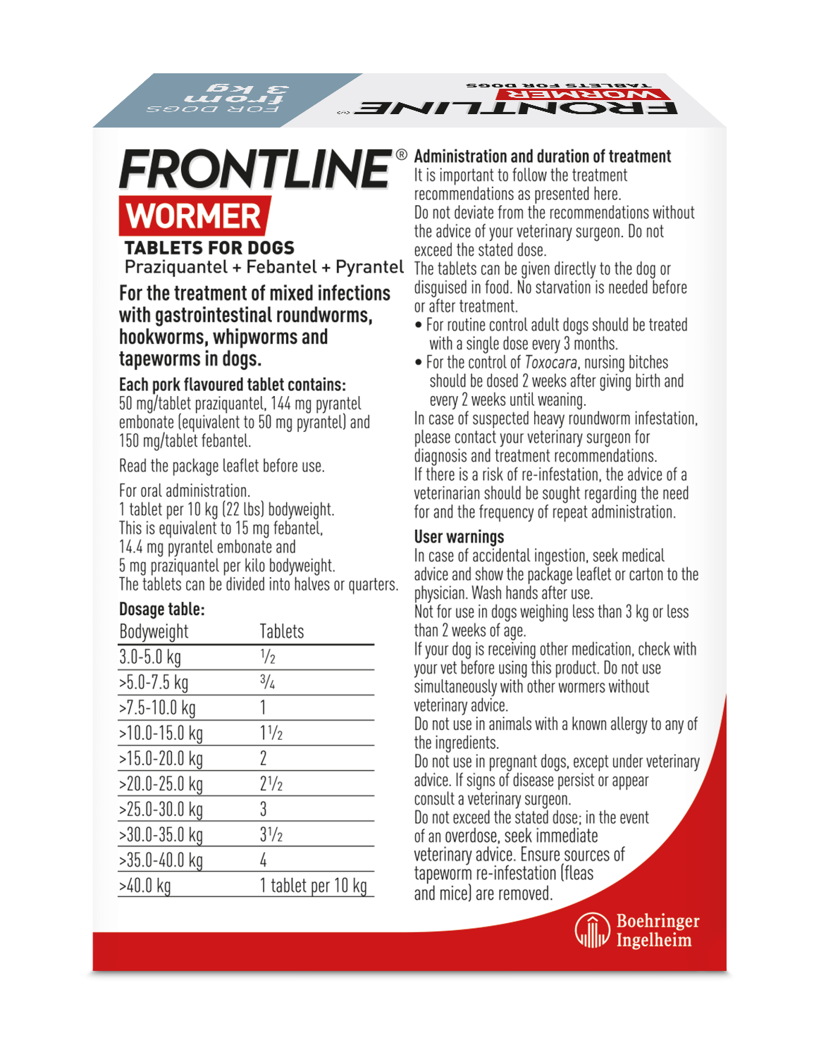 FRONTLINE WORMER Treatment Dog - Pack of 2