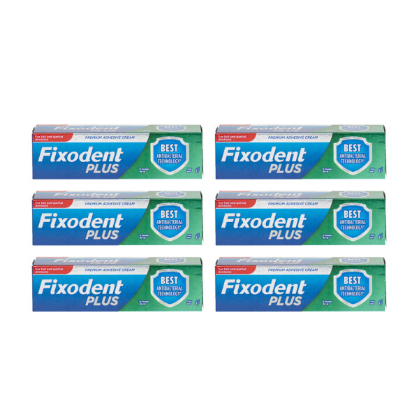 Fixodent Plus Dual Protection Premium Denture Adhesive Cream Six Pack