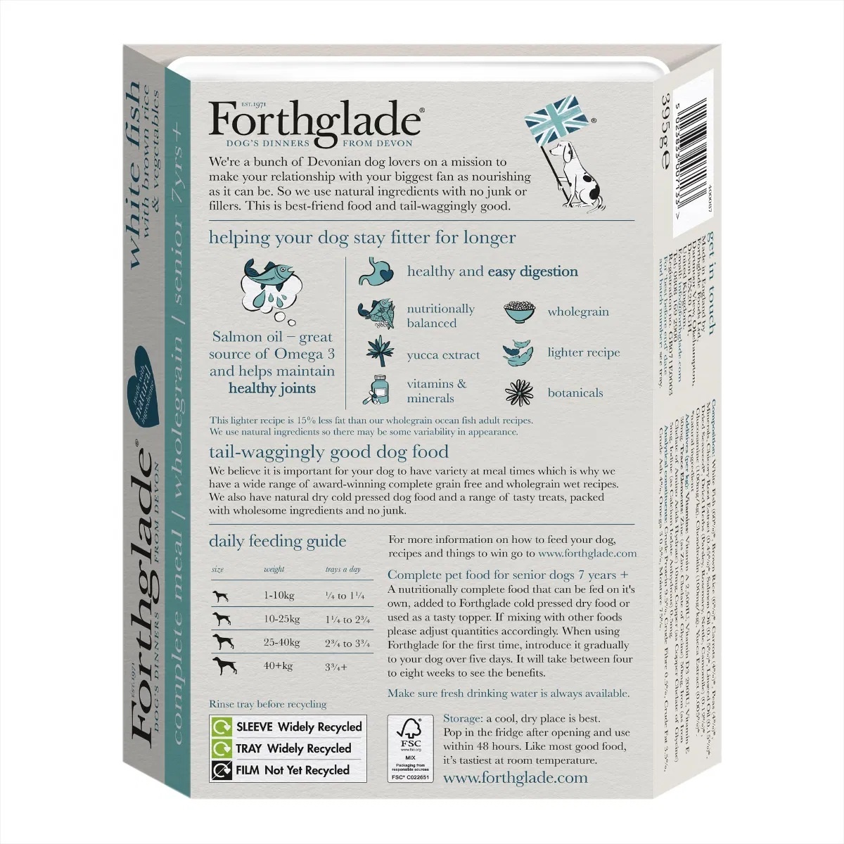 Forthgalde Senior Dog Complete Wholegrain White Fish Brown Rice & Veg 395g 18pk