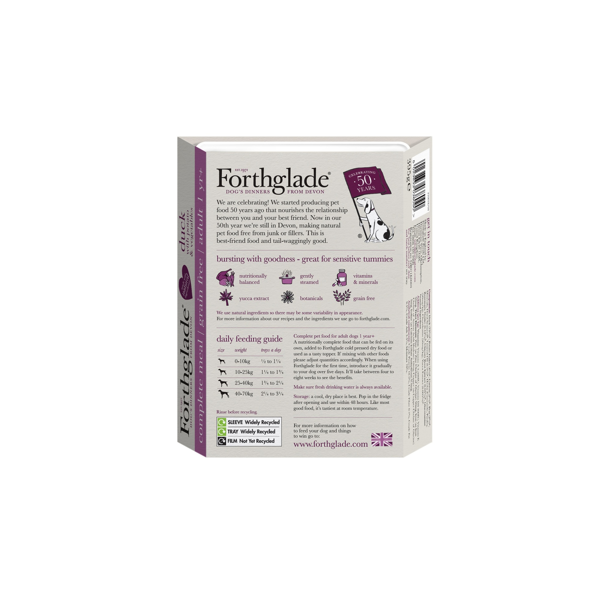 Forthglade Adult Dog Grain Free Complete Duck Potato & Veg 395g 18pk