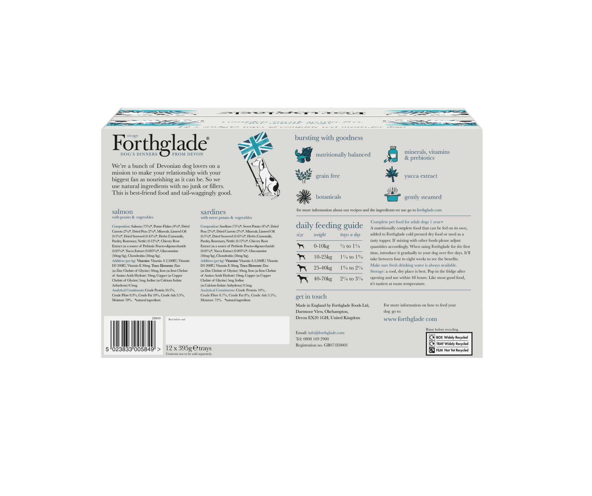 Forthglade Adult Dog Grain Free Complete Salmon & Sardines 395g 12pk
