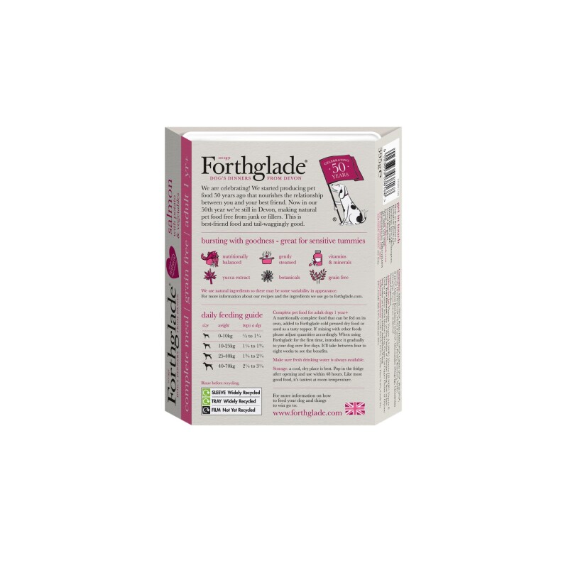 Forthglade Adult Dog Grain Free Complete Salmon Potato Veg 395g 18pk