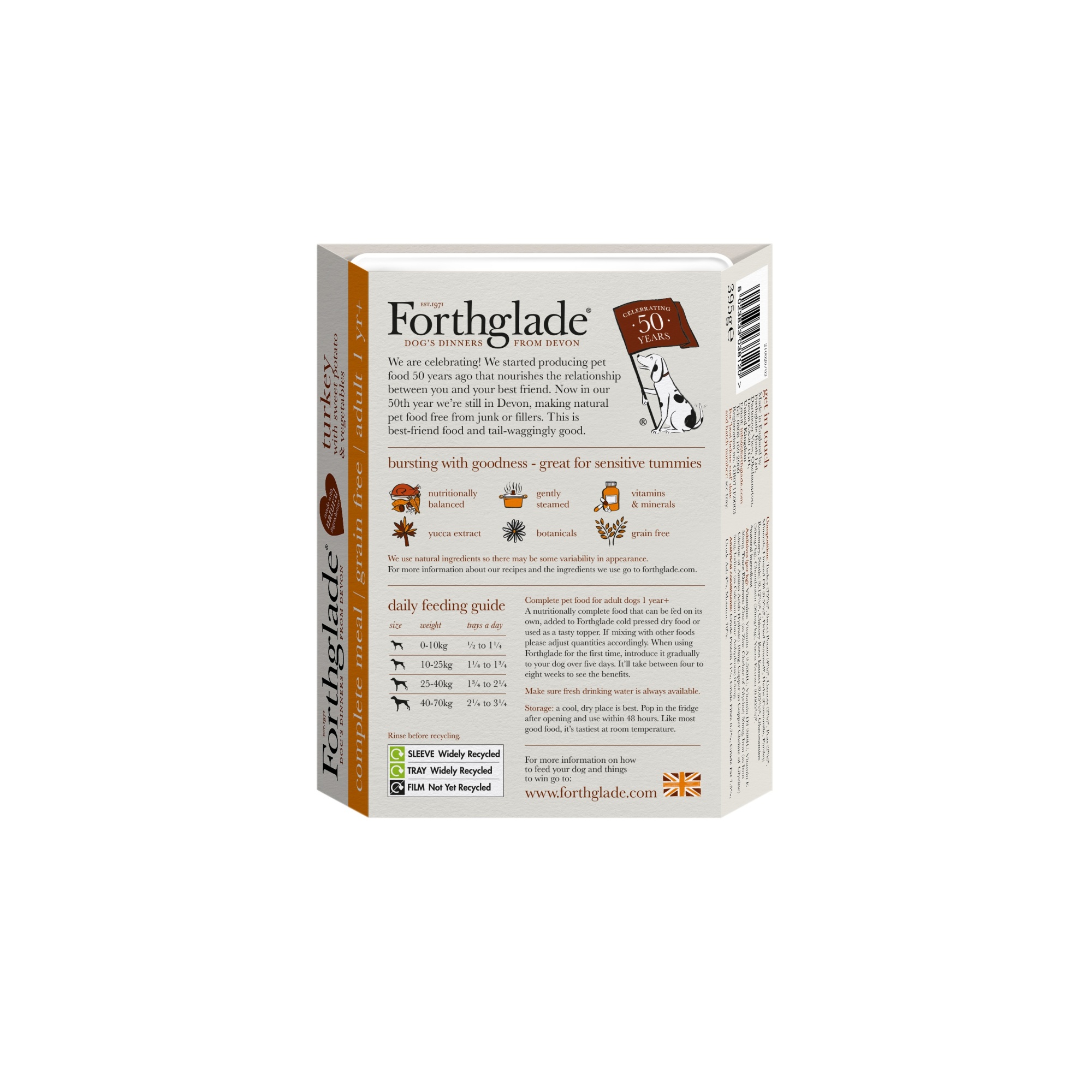 Forthglade Adult Dog Grain Free Complete Turkey Sweet Potato & Veg 395g 18pk