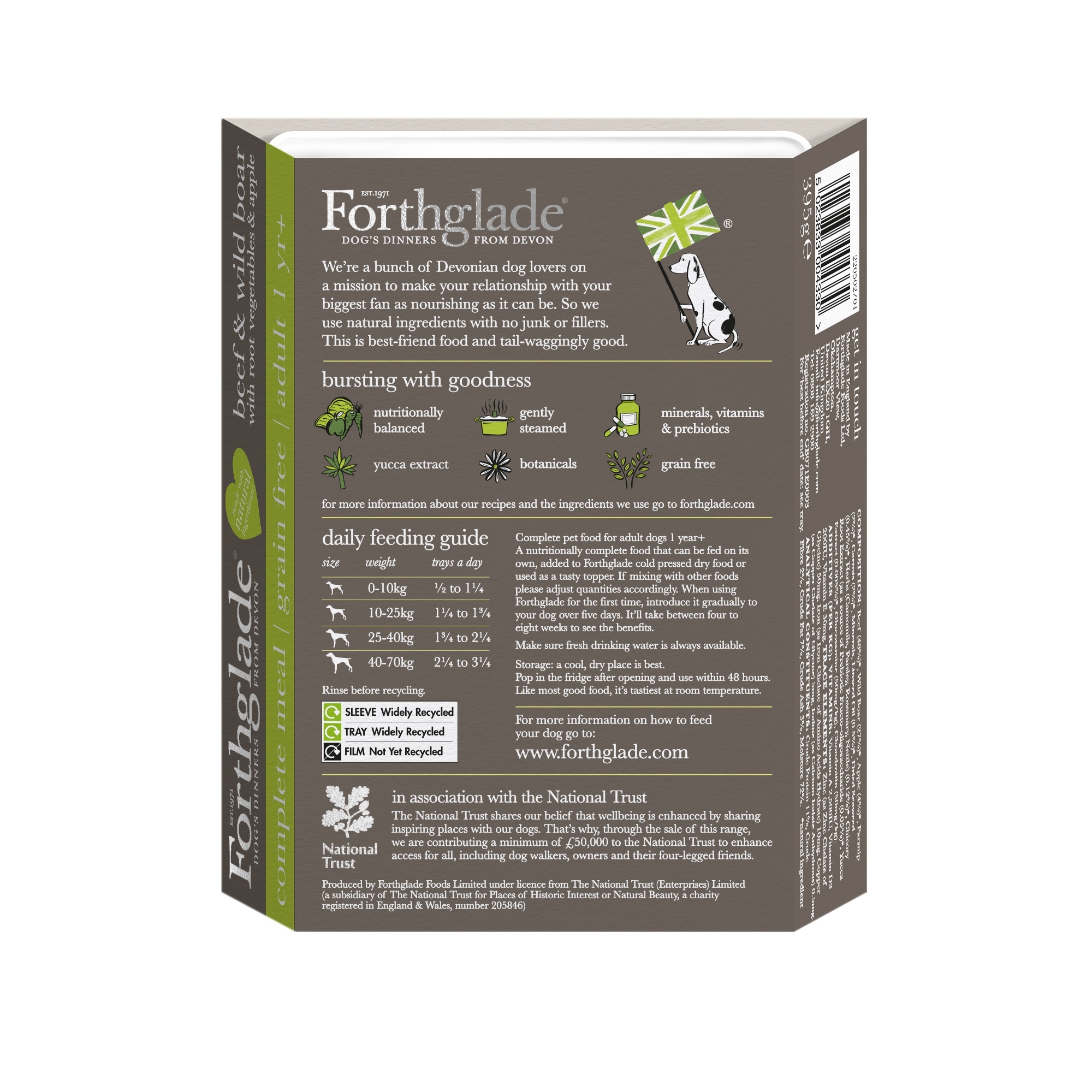 Forthglade Adult Dog Grain Free Gourmet Complete Beef & Wild Boar 395g 7pk