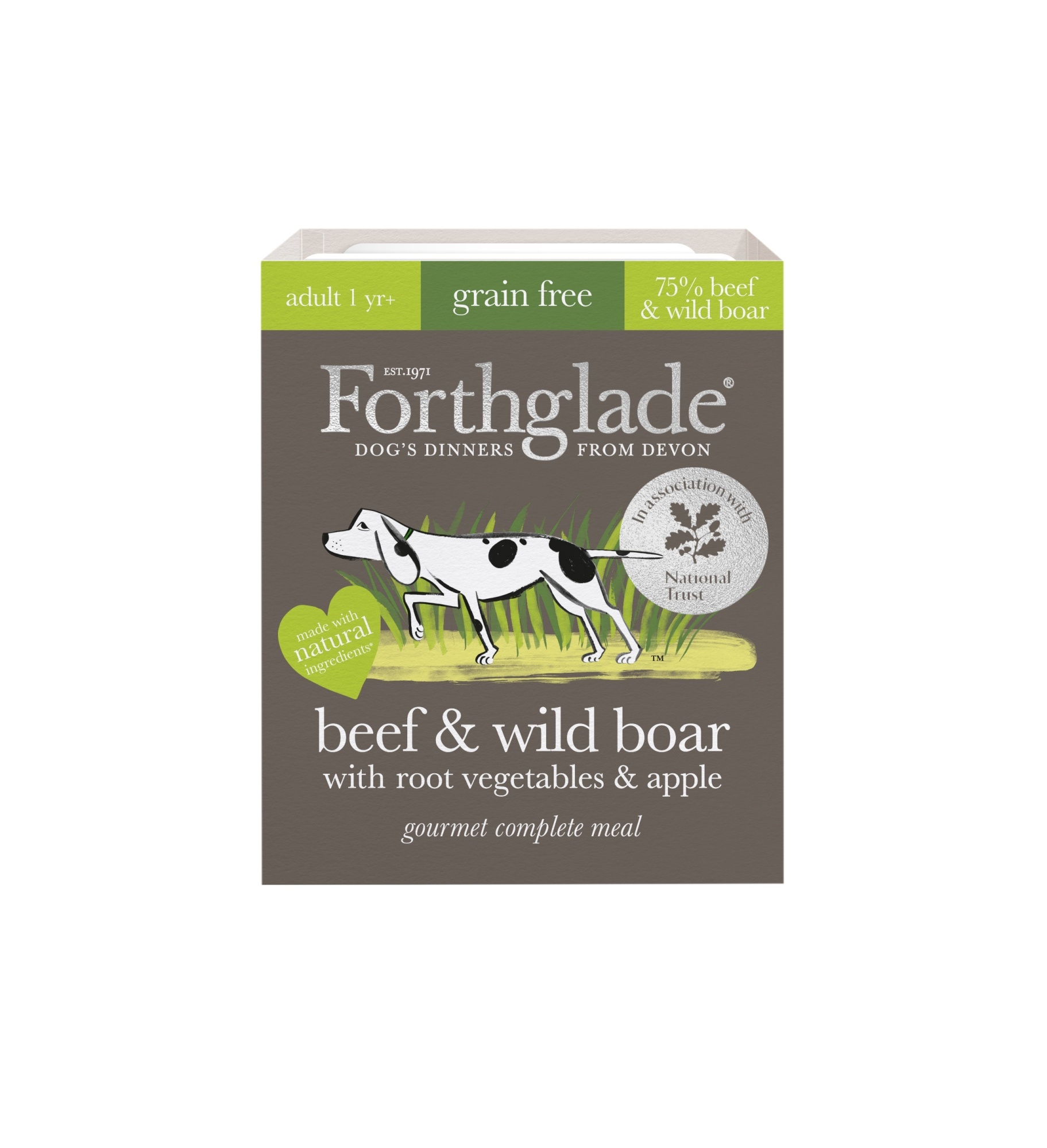 Forthglade Adult Dog Grain Free Gourmet Complete Beef & Wild Boar 395g 7pk