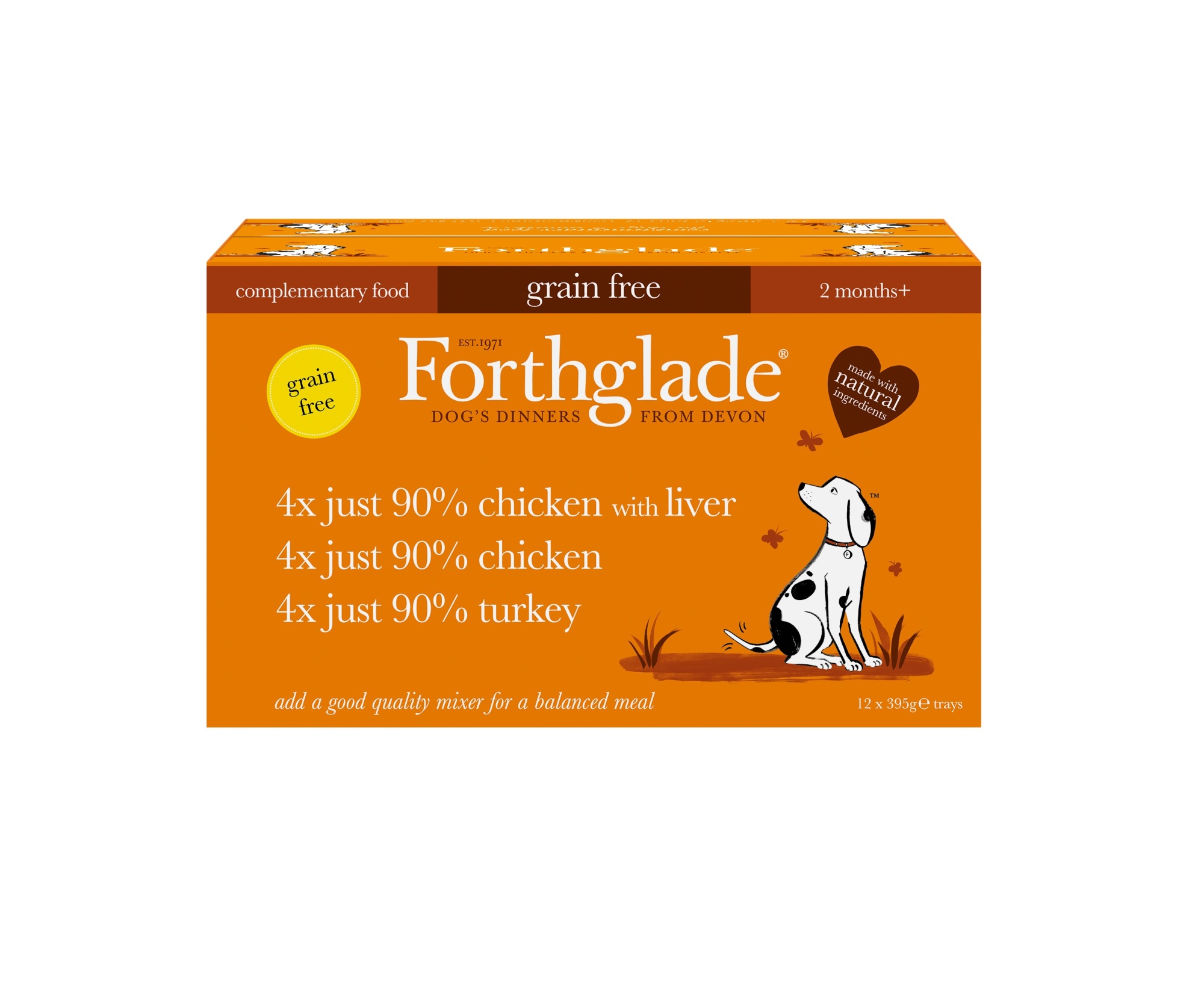 Forthglade Adult Dog Grain Free Just 90% Chicken Turkey Liver 395g 12pk