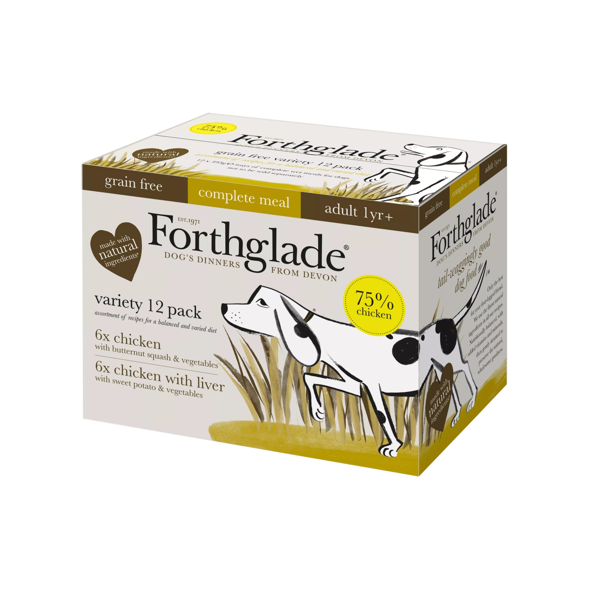 Forthglade Adult Dog Grain Free Variety Chicken&Chicken Liver&Veg 395g 12pk