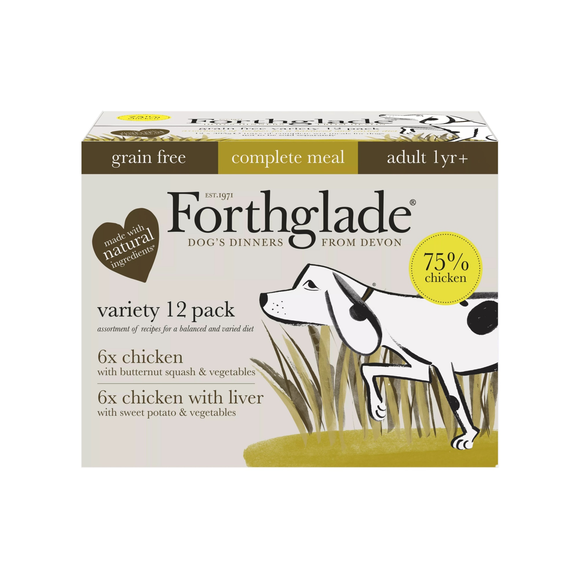 Forthglade Adult Dog Grain Free Variety Chicken&Chicken Liver&Veg 395g 12pk