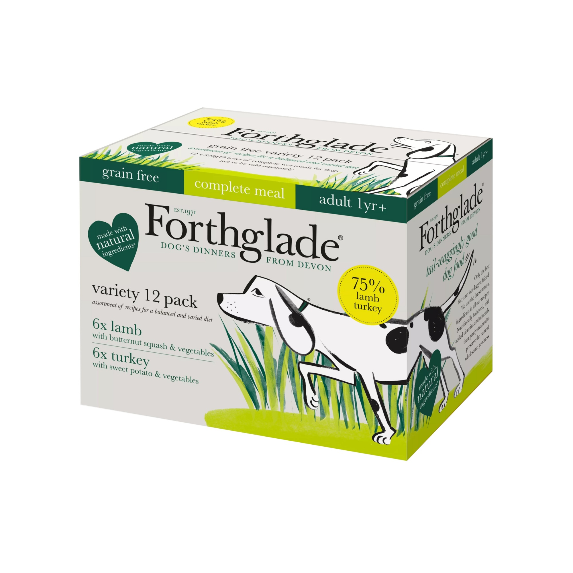 Forthglade Adult Dog Grain Free Variety Lamb&Turkey&Veg 395g 12pk