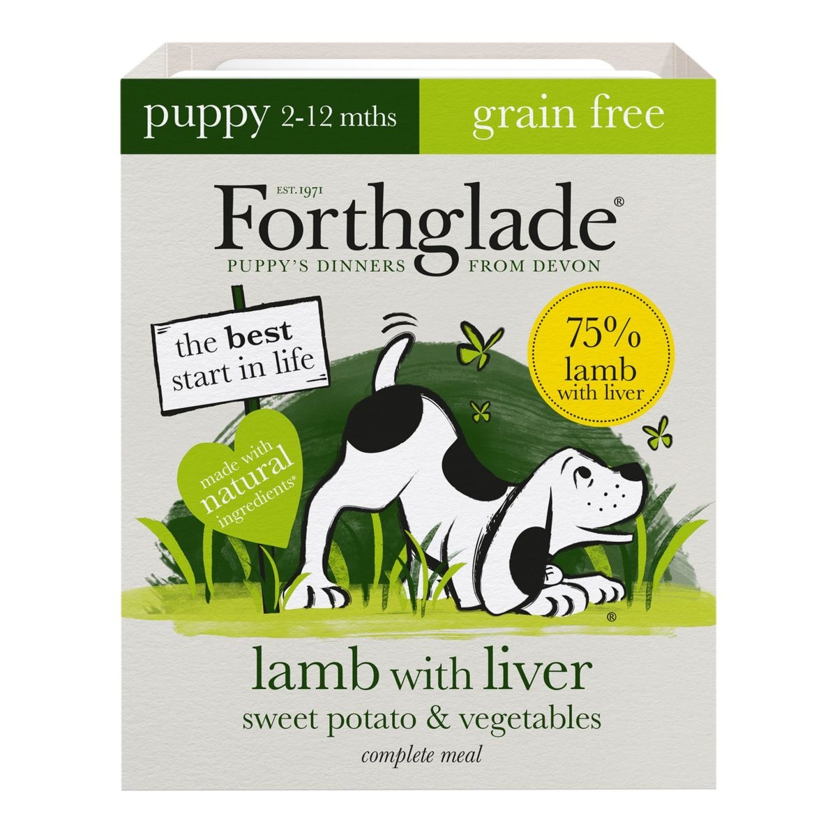 Forthglade Grain Free Puppy Complete Lamb Liver & Veg  395g 18pk