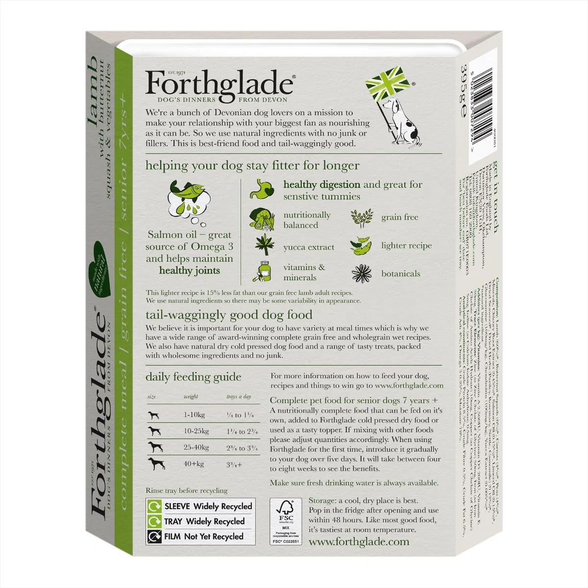 Forthglade Grain Free Senior Complete Lamb Butternut Squash & Veg 395g 18pk