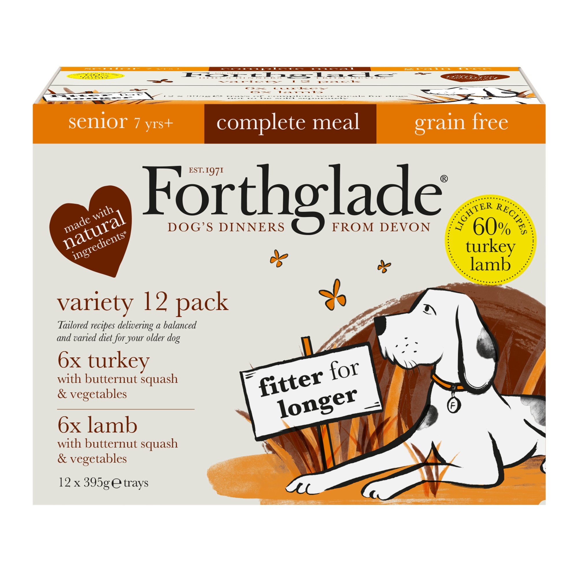 Forthglade Grain Free Senior Complete Turkey & Lamb Veg 395g 12pk